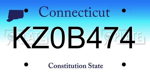 KZ0B474 Connecticut License Plate