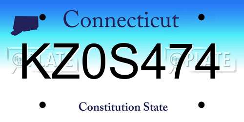 KZ0S474 Connecticut License Plate