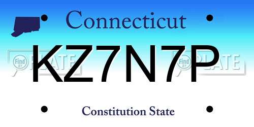 KZ7N7P Connecticut License Plate