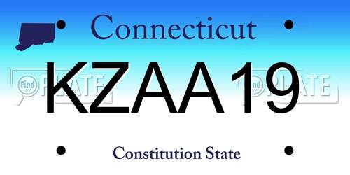 KZAA19 Connecticut License Plate