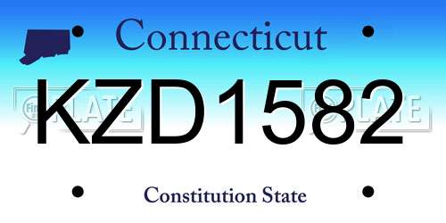 KZD1582 Connecticut License Plate