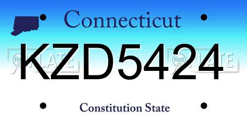 KZD5424 Connecticut License Plate