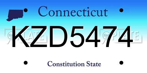 KZD5474 Connecticut License Plate