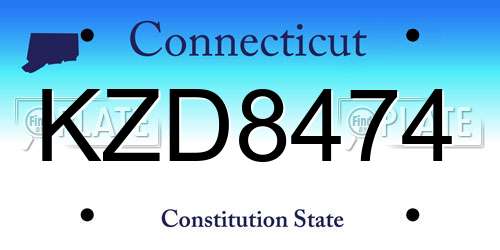 KZD8474 Connecticut License Plate