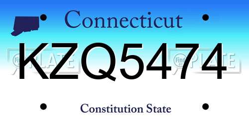 KZQ5474 Connecticut License Plate