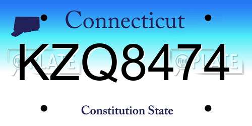 KZQ8474 Connecticut License Plate