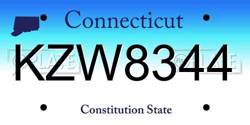 KZW8344 Connecticut License Plate