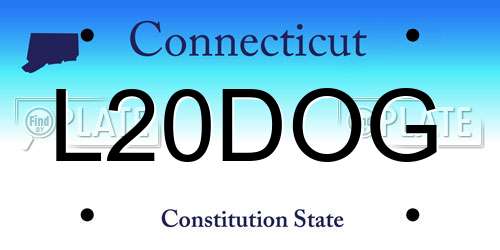 L20DOG Connecticut License Plate