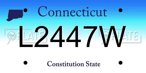 L2447W Connecticut License Plate