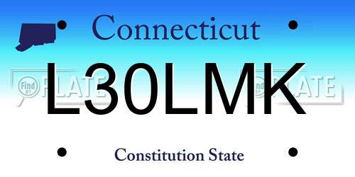 L30LMK Connecticut License Plate