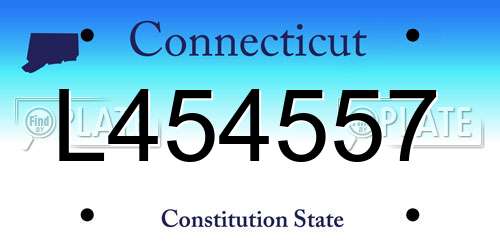 L454557 Connecticut License Plate
