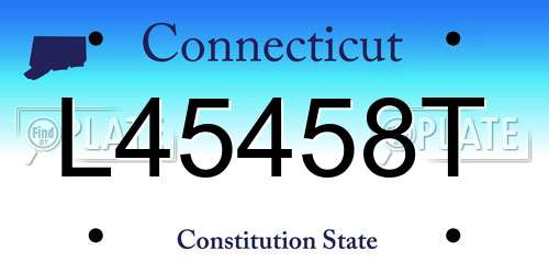 L45458T Connecticut License Plate