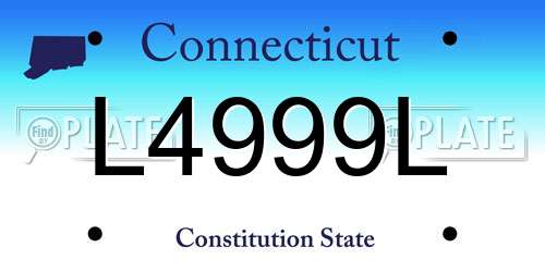 L4999L Connecticut License Plate