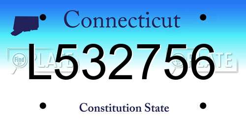 L532756 Connecticut License Plate