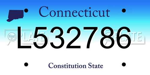 L532786 Connecticut License Plate