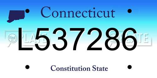 L537286 Connecticut License Plate