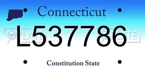 L537786 Connecticut License Plate