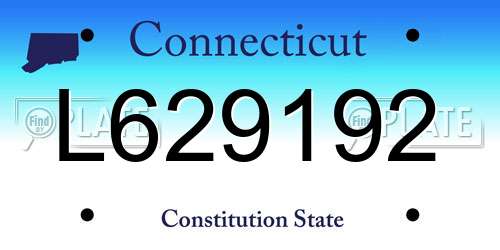 L629192 Connecticut License Plate
