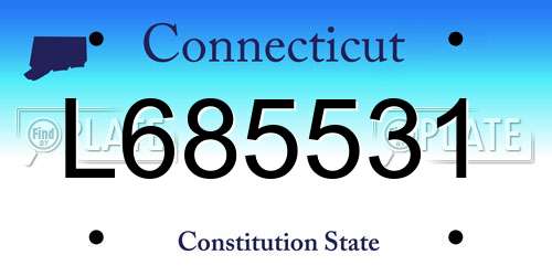 L685531 Connecticut License Plate