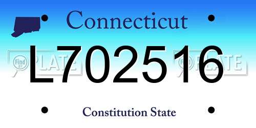 L702516 Connecticut License Plate