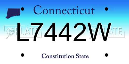 L7442W Connecticut License Plate