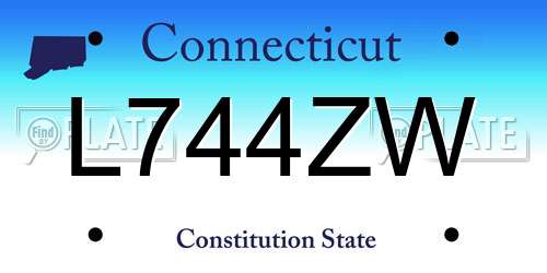 L744ZW Connecticut License Plate