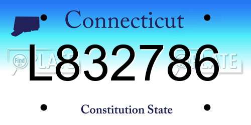 L832786 Connecticut License Plate