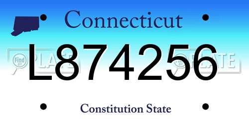 L874256 Connecticut License Plate