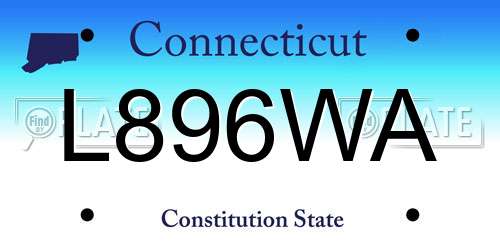 L896WA Connecticut License Plate