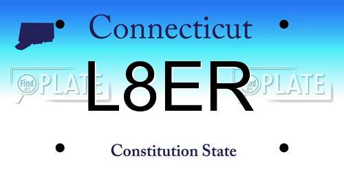 L8ER Connecticut License Plate