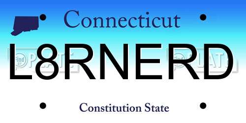 L8RNERD Connecticut License Plate