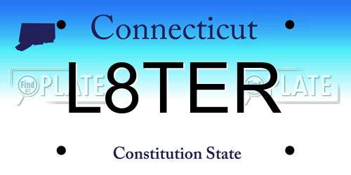 L8TER Connecticut License Plate