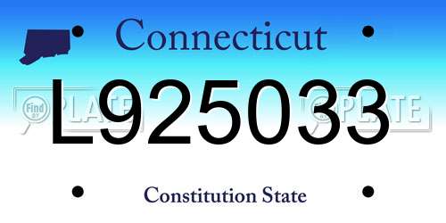 L925033 Connecticut License Plate