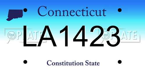 LA1423 Connecticut License Plate