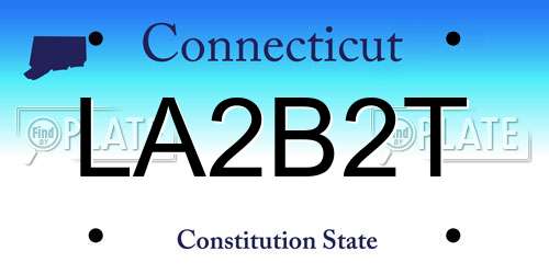LA2B2T Connecticut License Plate