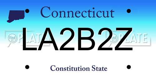 LA2B2Z Connecticut License Plate