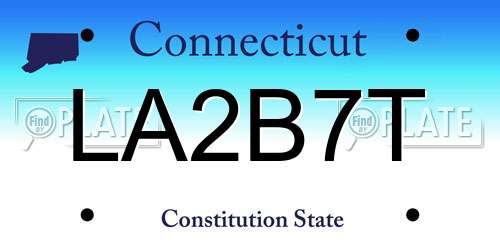 LA2B7T Connecticut License Plate
