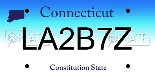 LA2B7Z Connecticut License Plate