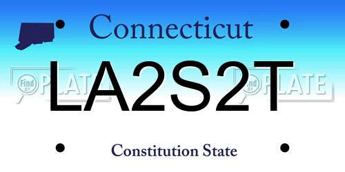 LA2S2T Connecticut License Plate