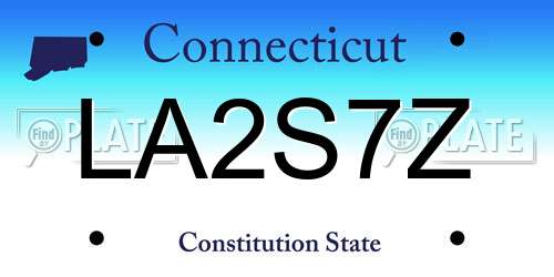LA2S7Z Connecticut License Plate