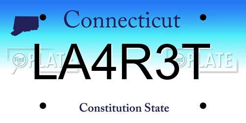 LA4R3T Connecticut License Plate