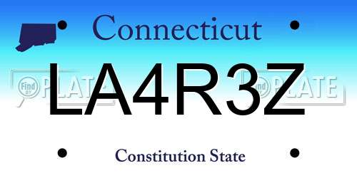 LA4R3Z Connecticut License Plate