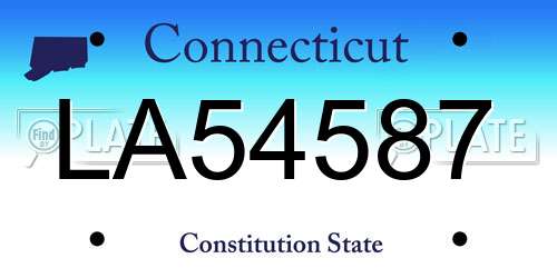 LA54587 Connecticut License Plate