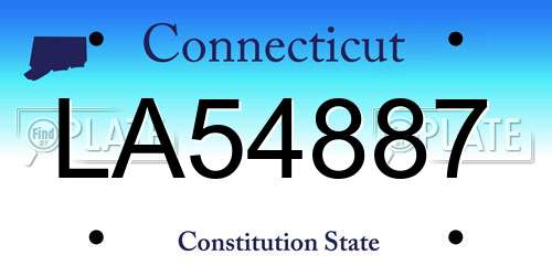 LA54887 Connecticut License Plate