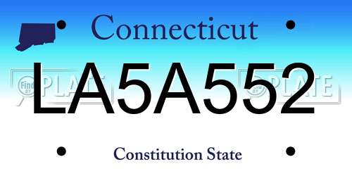 LA5A552 Connecticut License Plate