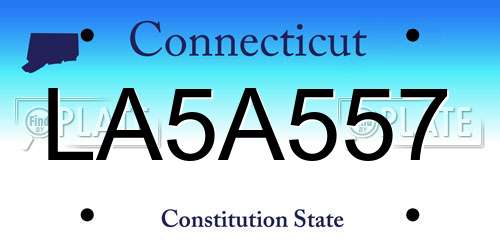 LA5A557 Connecticut License Plate