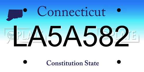 LA5A582 Connecticut License Plate