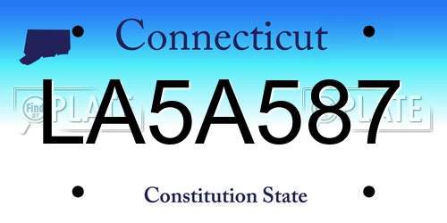 LA5A587 Connecticut License Plate