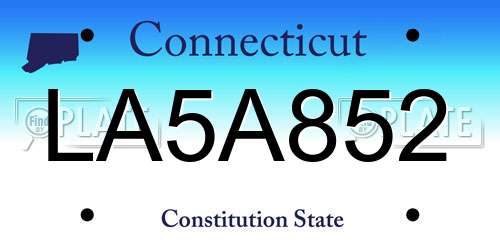 LA5A852 Connecticut License Plate