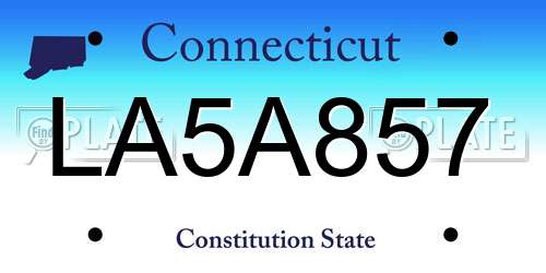 LA5A857 Connecticut License Plate